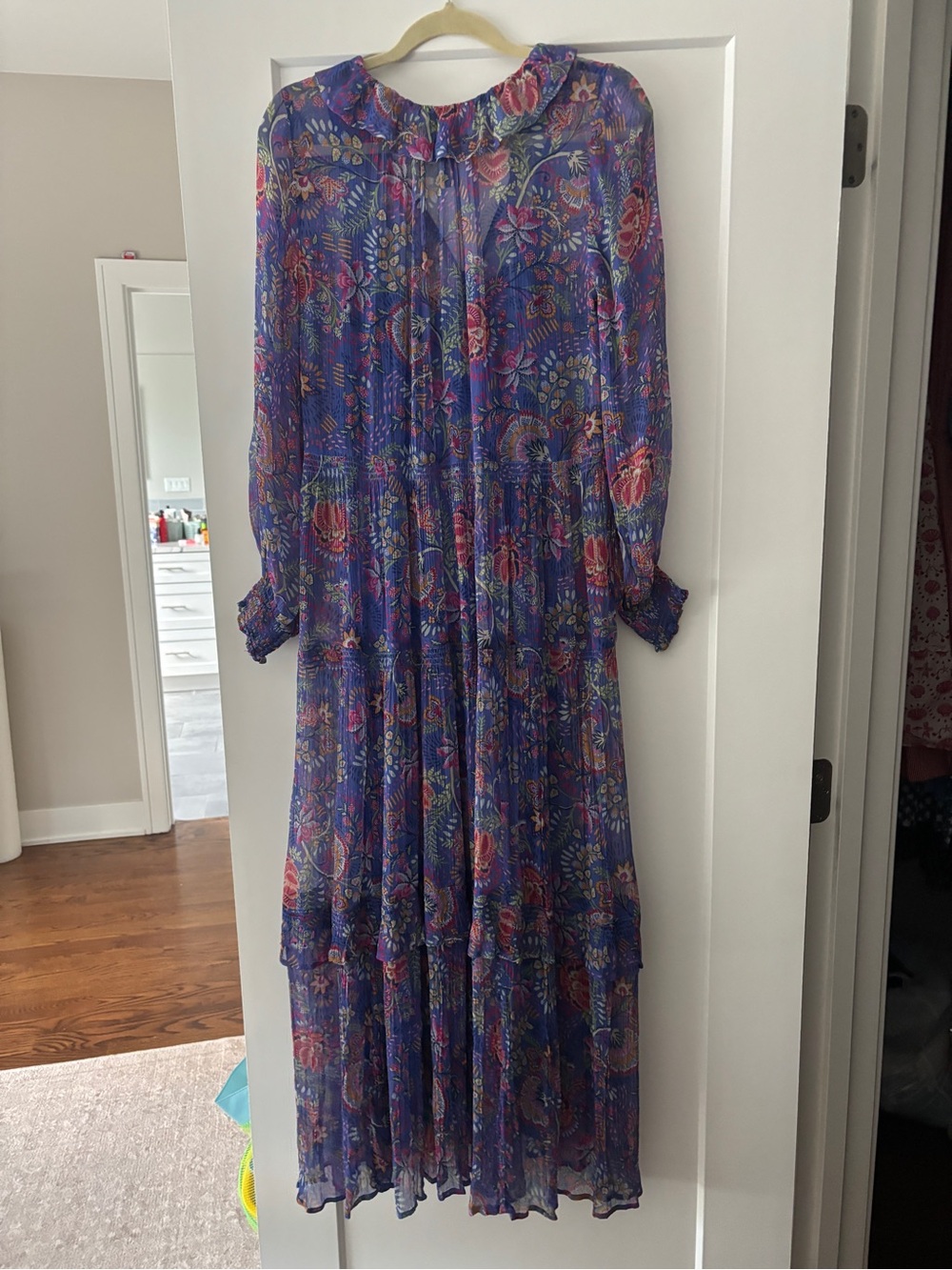 Anthropologie Purple Floral Tiered Maxi Dress - Picture 7 of 8